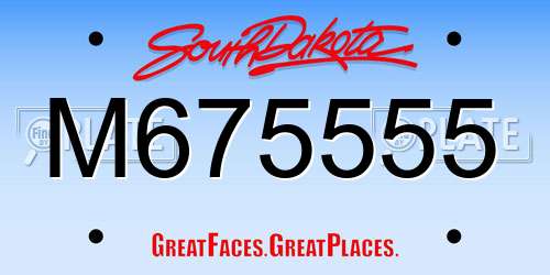 M675555 South Dakota License Plate