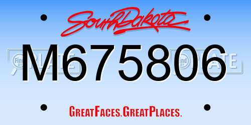 M675806 South Dakota License Plate