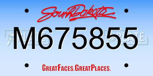 M675855 South Dakota License Plate