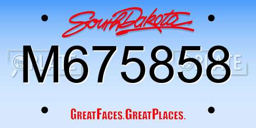 M675858 South Dakota License Plate