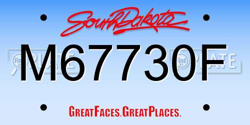 M67730F South Dakota License Plate