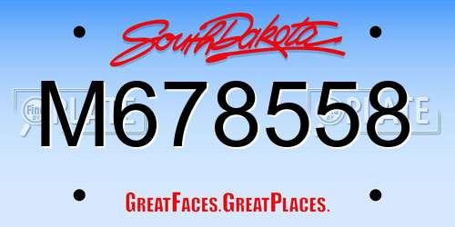 M678558 South Dakota License Plate