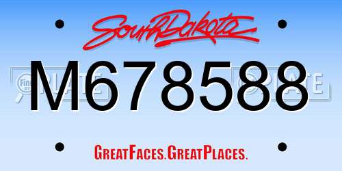 M678588 South Dakota License Plate