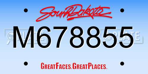 M678855 South Dakota License Plate
