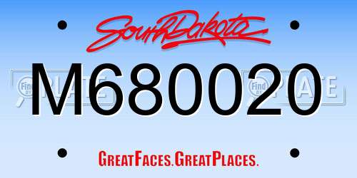 M680020 South Dakota License Plate