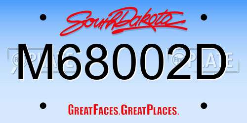 M68002D South Dakota License Plate