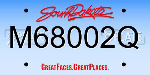 M68002Q South Dakota License Plate