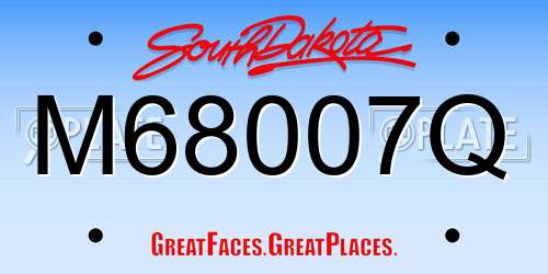 M68007Q South Dakota License Plate