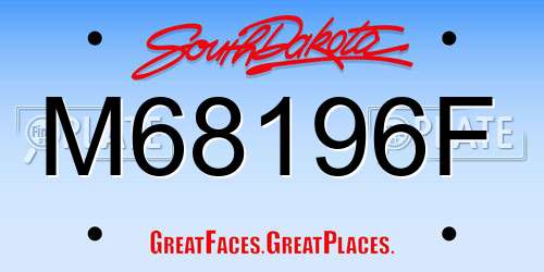 M68196F South Dakota License Plate