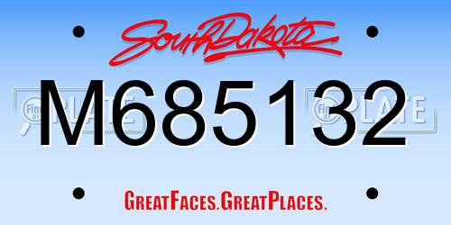 M685132 South Dakota License Plate