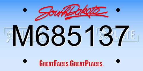 M685137 South Dakota License Plate