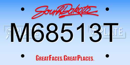 M68513T South Dakota License Plate