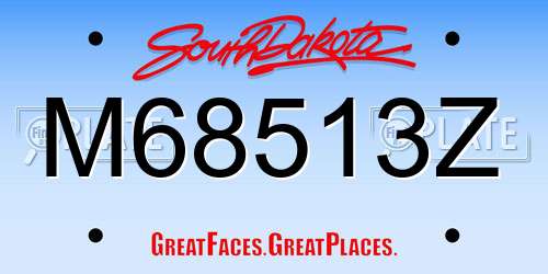 M68513Z South Dakota License Plate