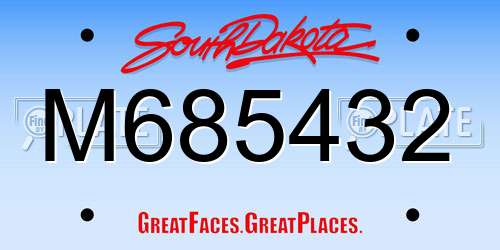 M685432 South Dakota License Plate