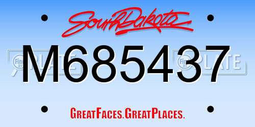 M685437 South Dakota License Plate