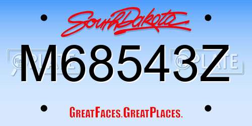 M68543Z South Dakota License Plate