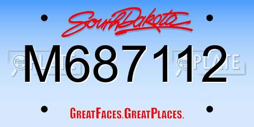 M687112 South Dakota License Plate
