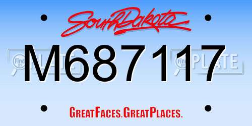 M687117 South Dakota License Plate