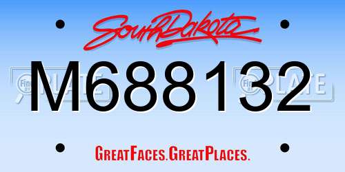 M688132 South Dakota License Plate