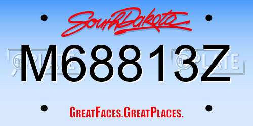 M68813Z South Dakota License Plate