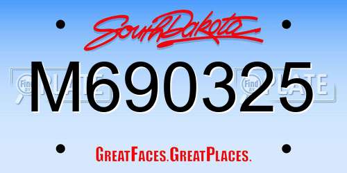 M690325 South Dakota License Plate