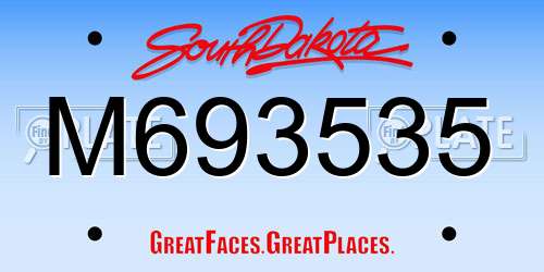 M693535 South Dakota License Plate