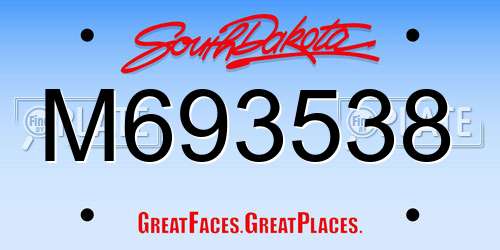 M693538 South Dakota License Plate