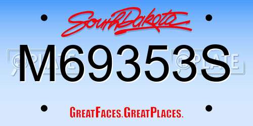 M69353S South Dakota License Plate