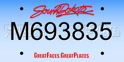 M693835 South Dakota License Plate