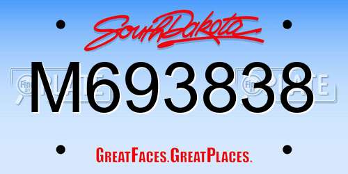 M693838 South Dakota License Plate