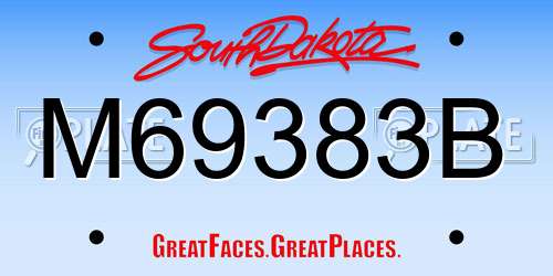 M69383B South Dakota License Plate
