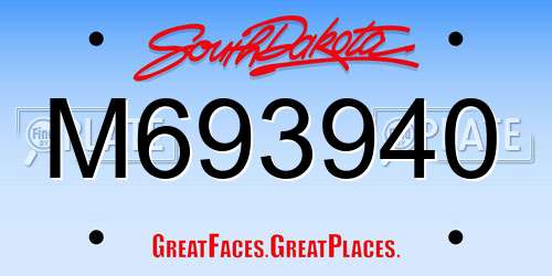M693940 South Dakota License Plate