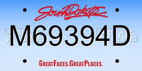 M69394D South Dakota License Plate
