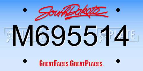 M695514 South Dakota License Plate
