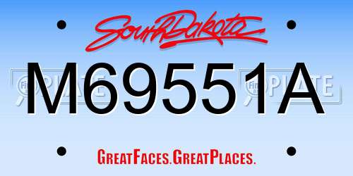 M69551A South Dakota License Plate