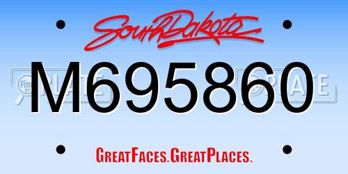 M695860 South Dakota License Plate