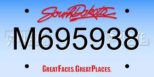 M695938 South Dakota License Plate