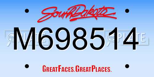 M698514 South Dakota License Plate