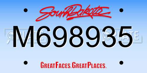 M698935 South Dakota License Plate