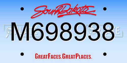 M698938 South Dakota License Plate
