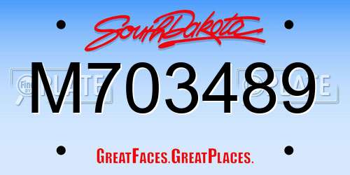 M703489 South Dakota License Plate