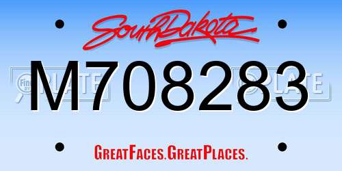 M708283 South Dakota License Plate