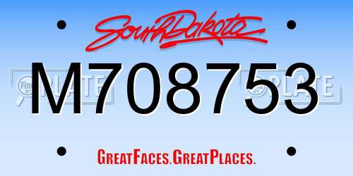 M708753 South Dakota License Plate