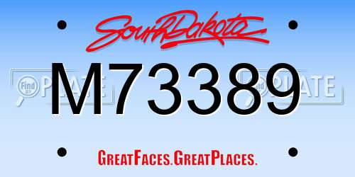 M73389 South Dakota License Plate