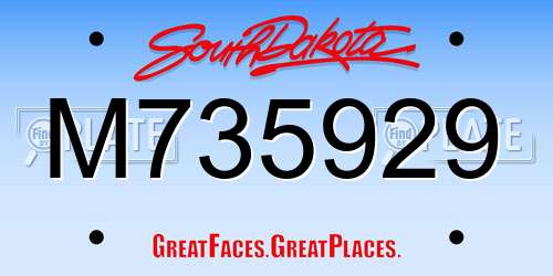 M735929 South Dakota License Plate