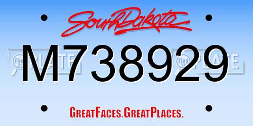 M738929 South Dakota License Plate