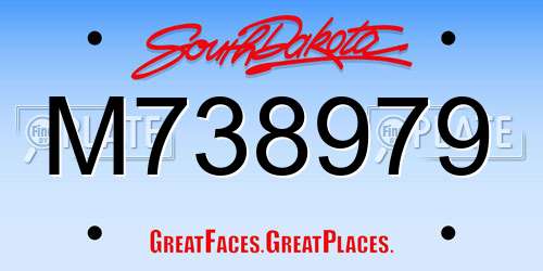 M738979 South Dakota License Plate