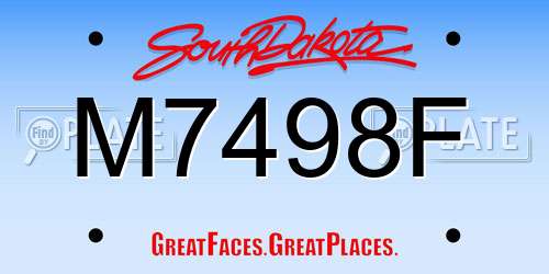 M7498F South Dakota License Plate