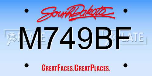 M749BF South Dakota License Plate
