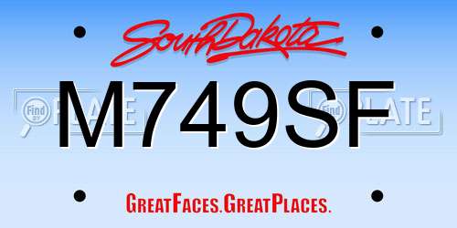 M749SF South Dakota License Plate